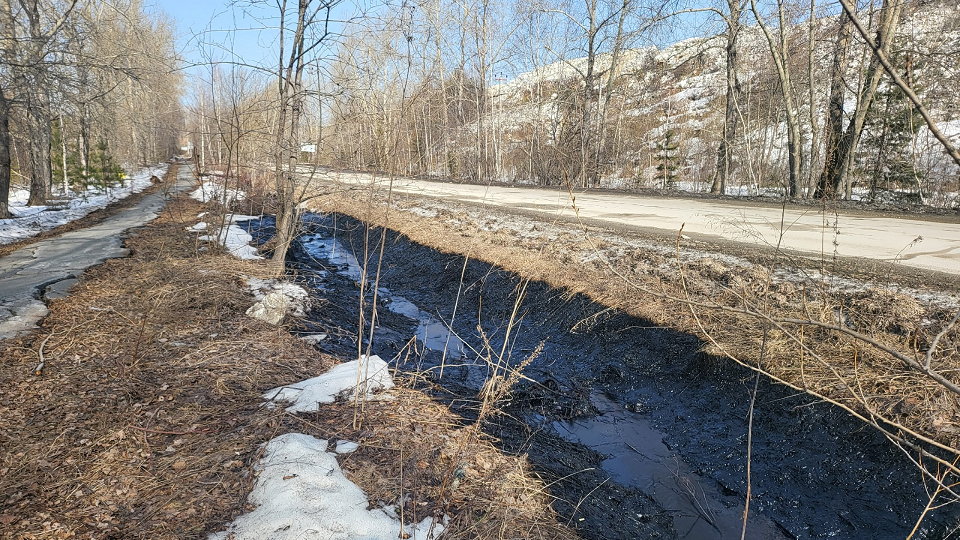 В полевской канаве - черная жидкость. Что это?
