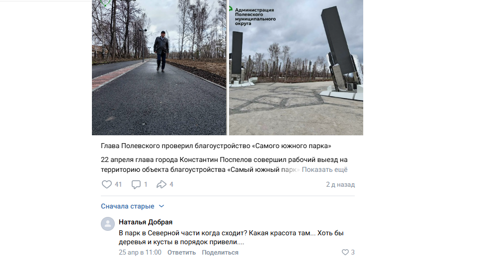 Путь решения одной полевской проблемы. Вновь о голосовании за парк и гражданском сознании